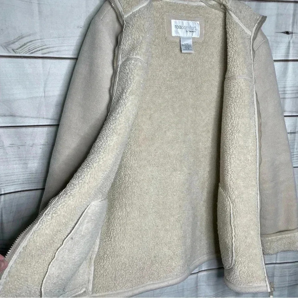 Chadwicks Womens Fleece Coat Medium Tan Full Zip Long Pockets - Picture 4 of 9